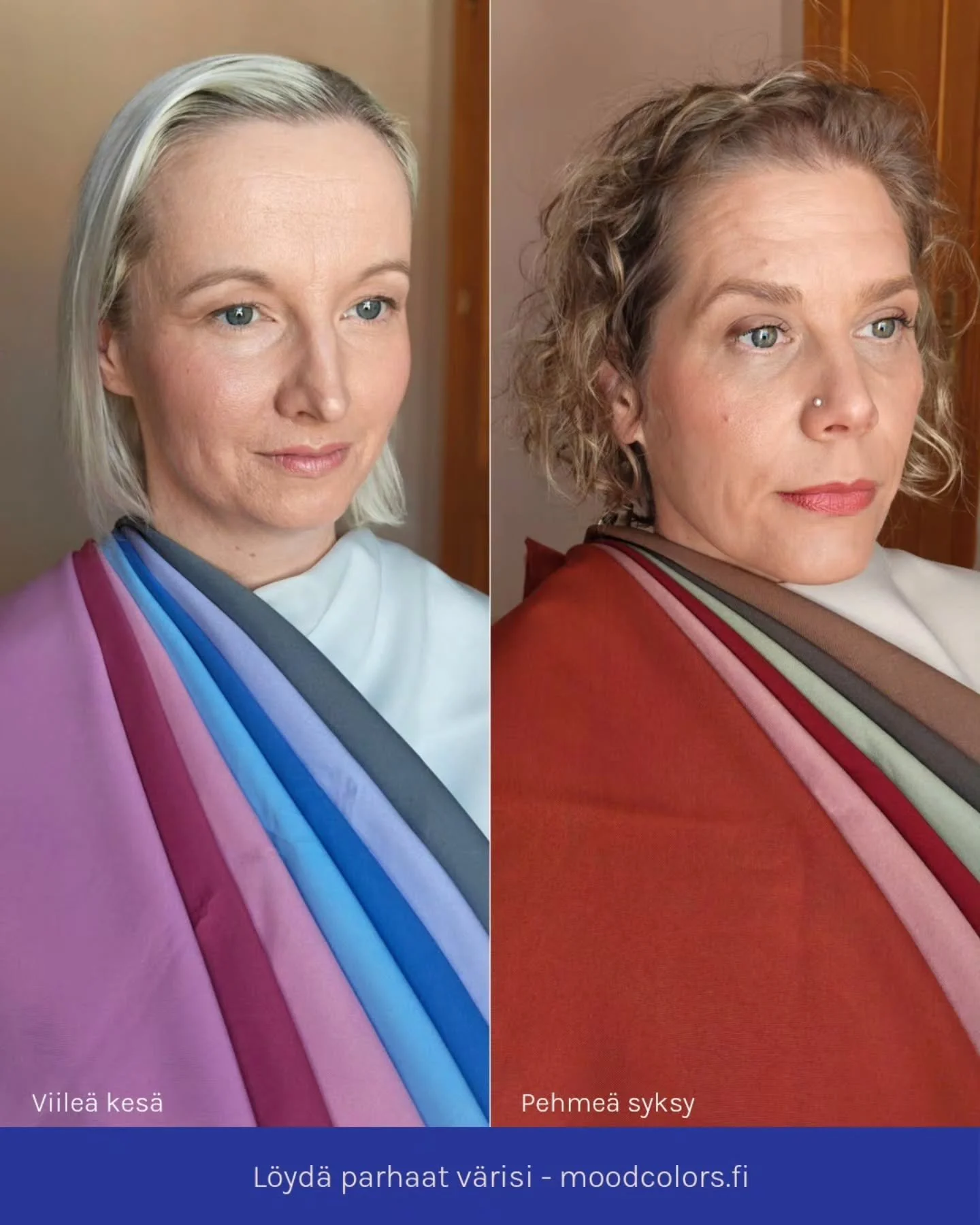 Moodcolors-v&auml;rianalyysiss&auml; l&ouml;yd&auml;t juuri sinulle parhaat v&auml;rit ja opit yhdistelem&auml;&auml;n niit&auml; pukeutumisessa 💖

V&auml;rianalyysimetodimme pohjautuu ajatukseen &ldquo;Just look&rdquo;. Analyysiss&auml; p&auml;&aum