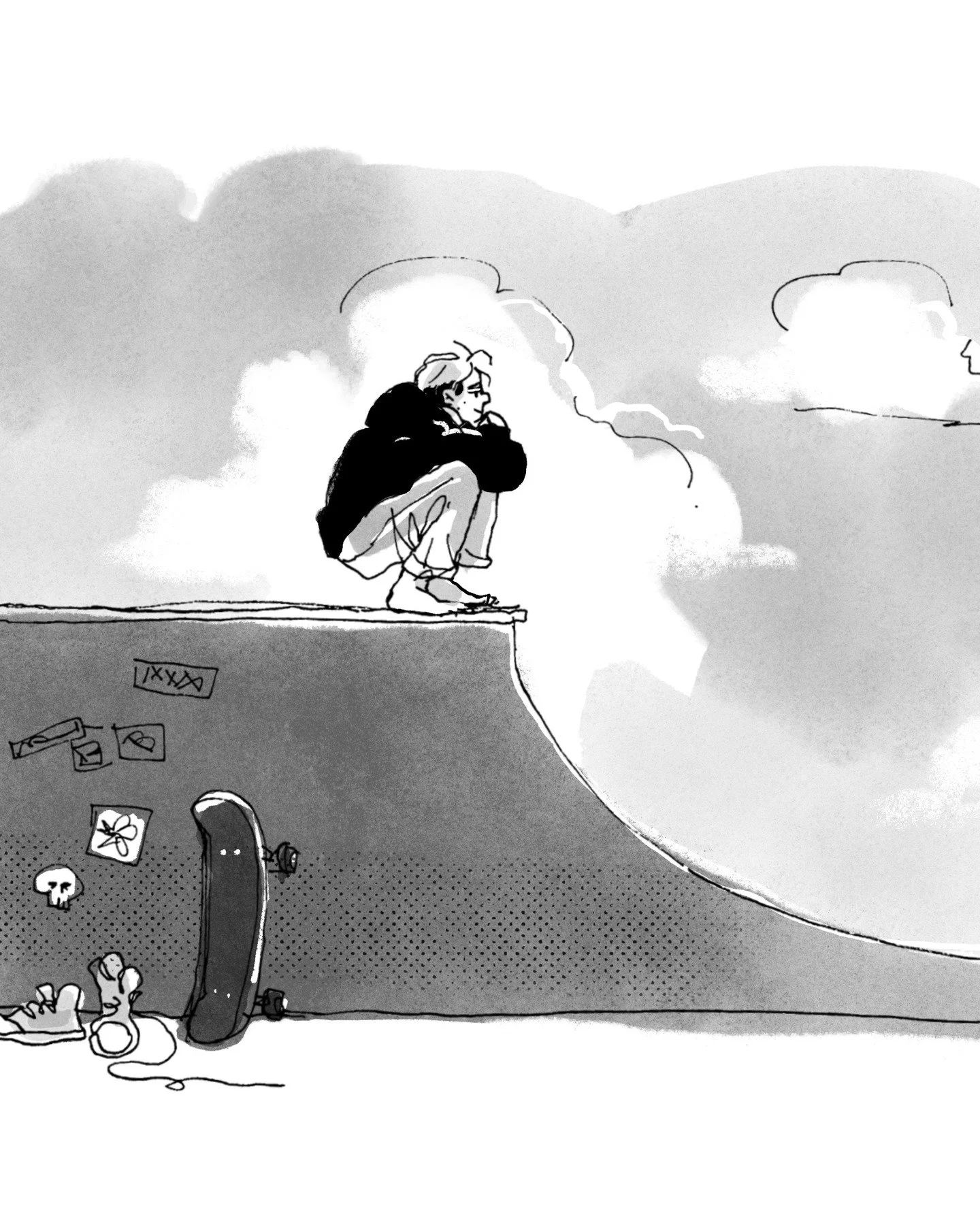 Some early sketches for Kick Flip 🥰thank you from my SOUL to anyone who has read it or shared it with their friends and fam !!!!! Can't WAIT for Volume 2 omg