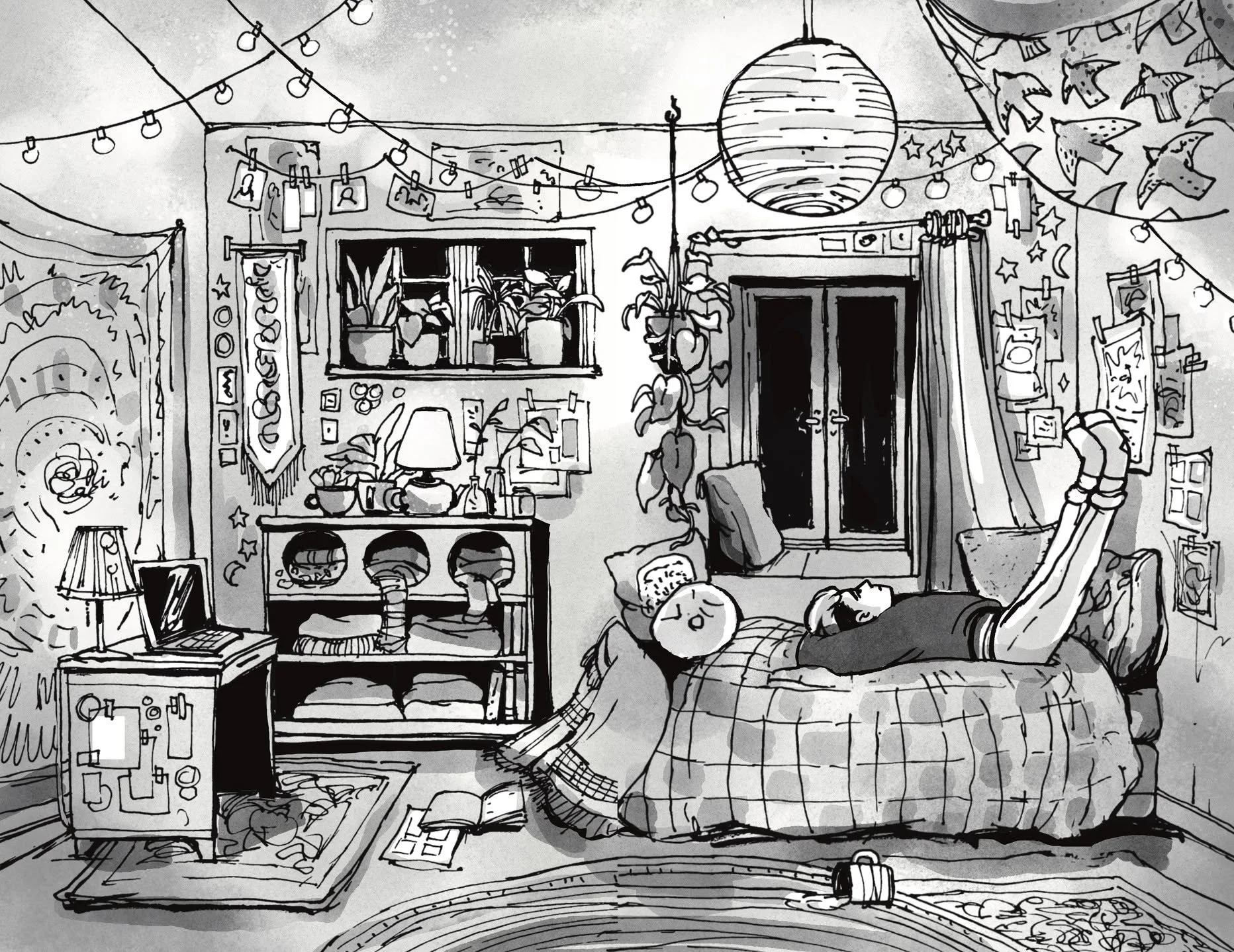 Elliot's room in Kick Flip ❤️ met so many incredible non-binary and LGBTQ+ people at Thoughtbubble comic festival and just want to say thank you from my heart to anyone who has read Elliot's story or shared it with others. I love them and I love this