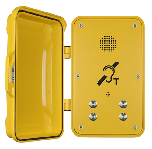 Yellow emergency push to call phone - 4 buttons