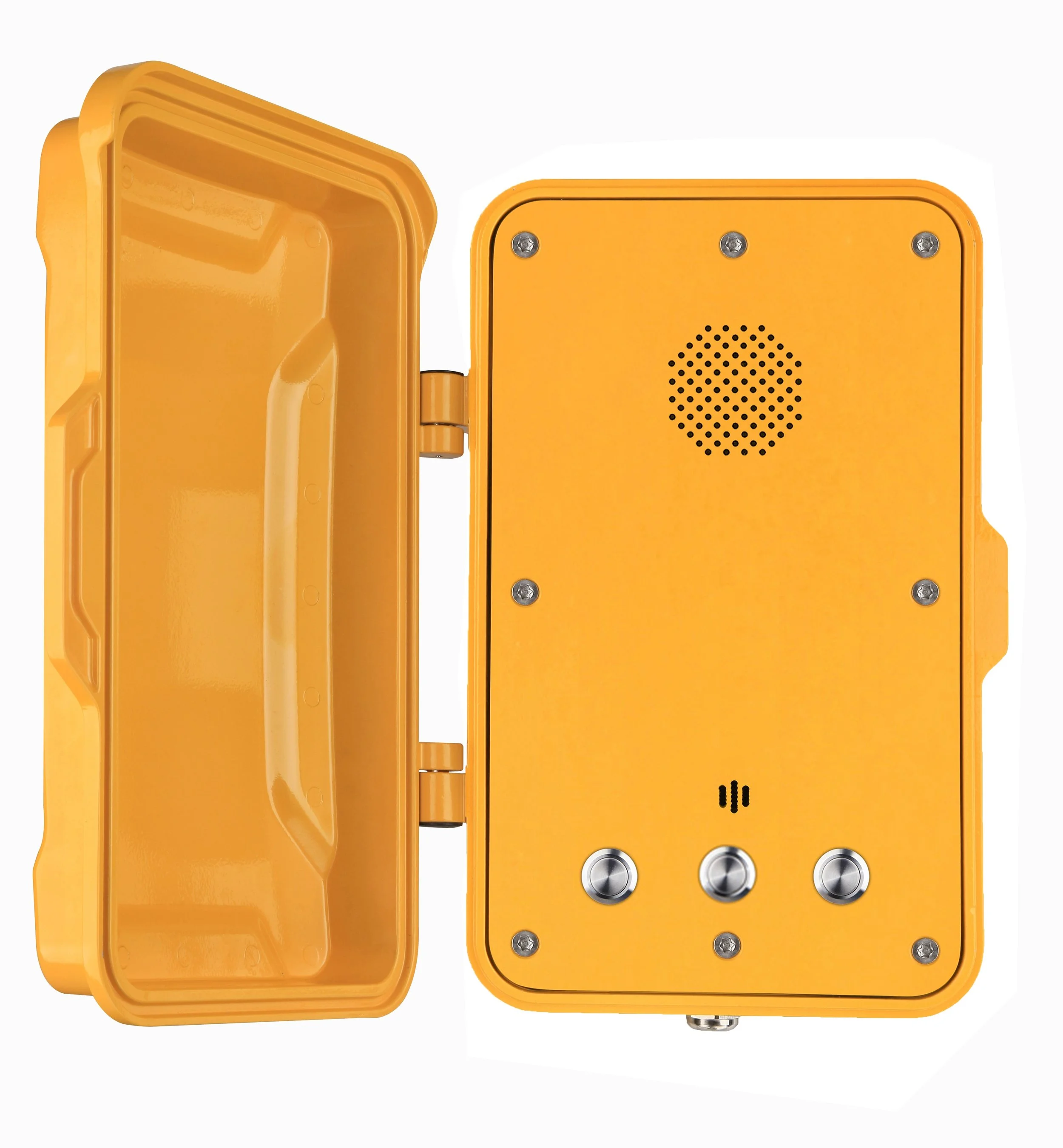 Yellow emergency push to call phone - 3 buttons