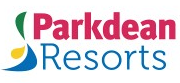 Parkdean Resorts logo with pink and blue text and a yellow and blue wave symbol