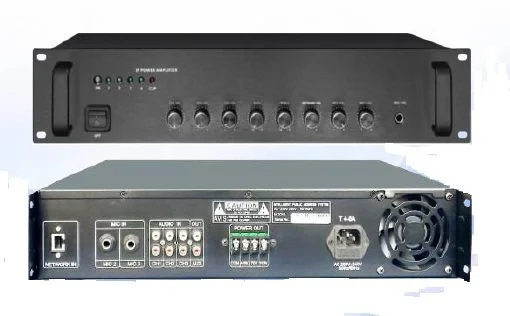 rugged, vandal proof Amplifier with various input and output connections.