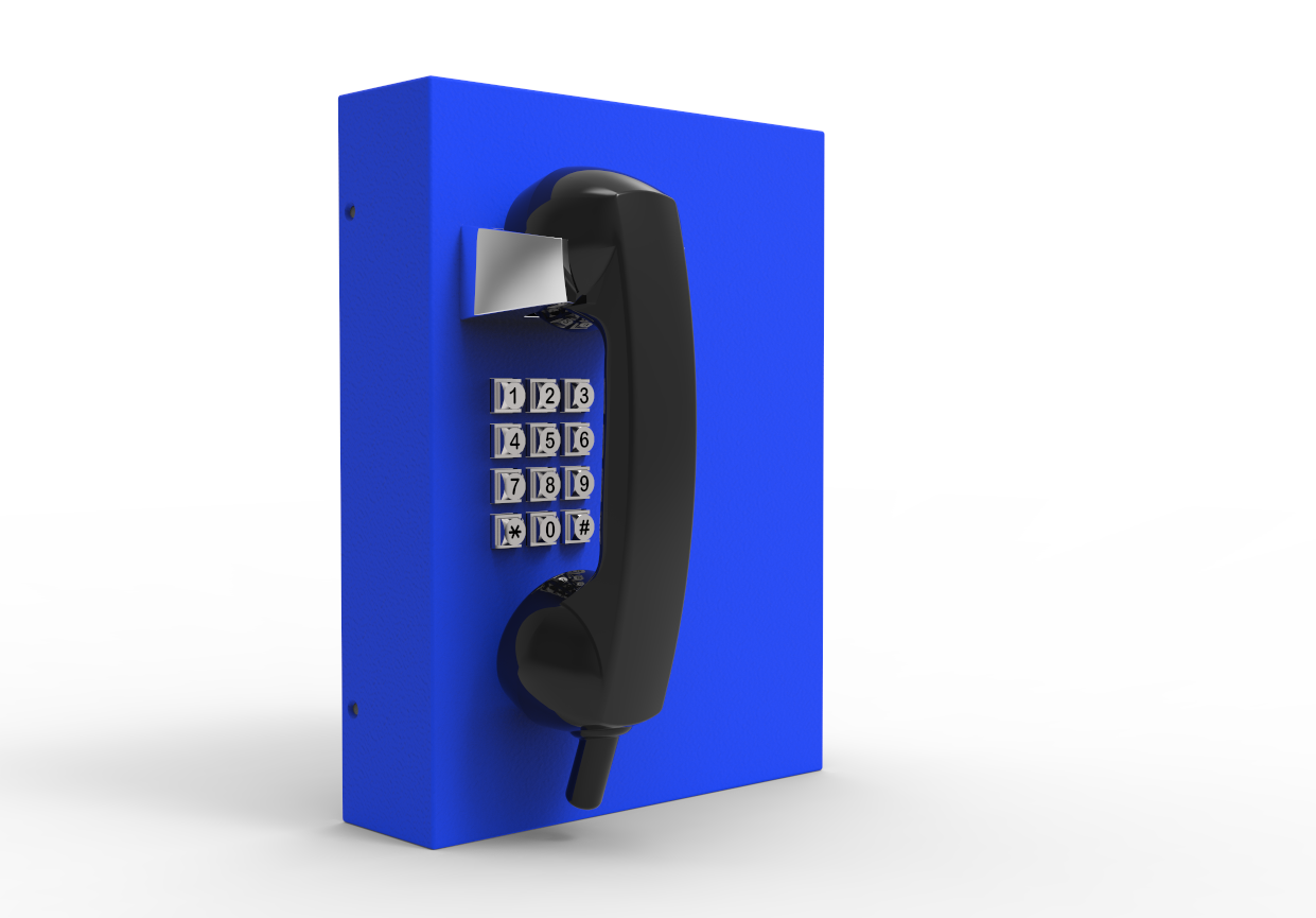 A robust, weatherproof phone, featuring a numeric keypad, ideal for hospitals, prisons