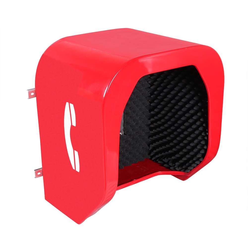 Red acoustic hood with black interior.