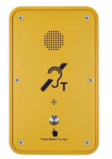 Yellow emergency phone with speaker, phone icon, and call button ideal for taxi companies