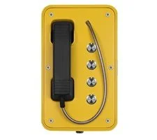 Yellow push to call phone with black switch and4 call buttons
