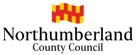Northumberland County Council logo with a red and yellow shield and black text