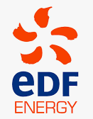EDP Energy logo with orange abstract symbol and blue text