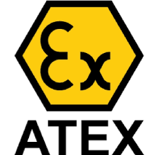 ATEX logo with a yellow hexagon and the letters 'Ex' inside, followed by the word 'ATEX' in black.