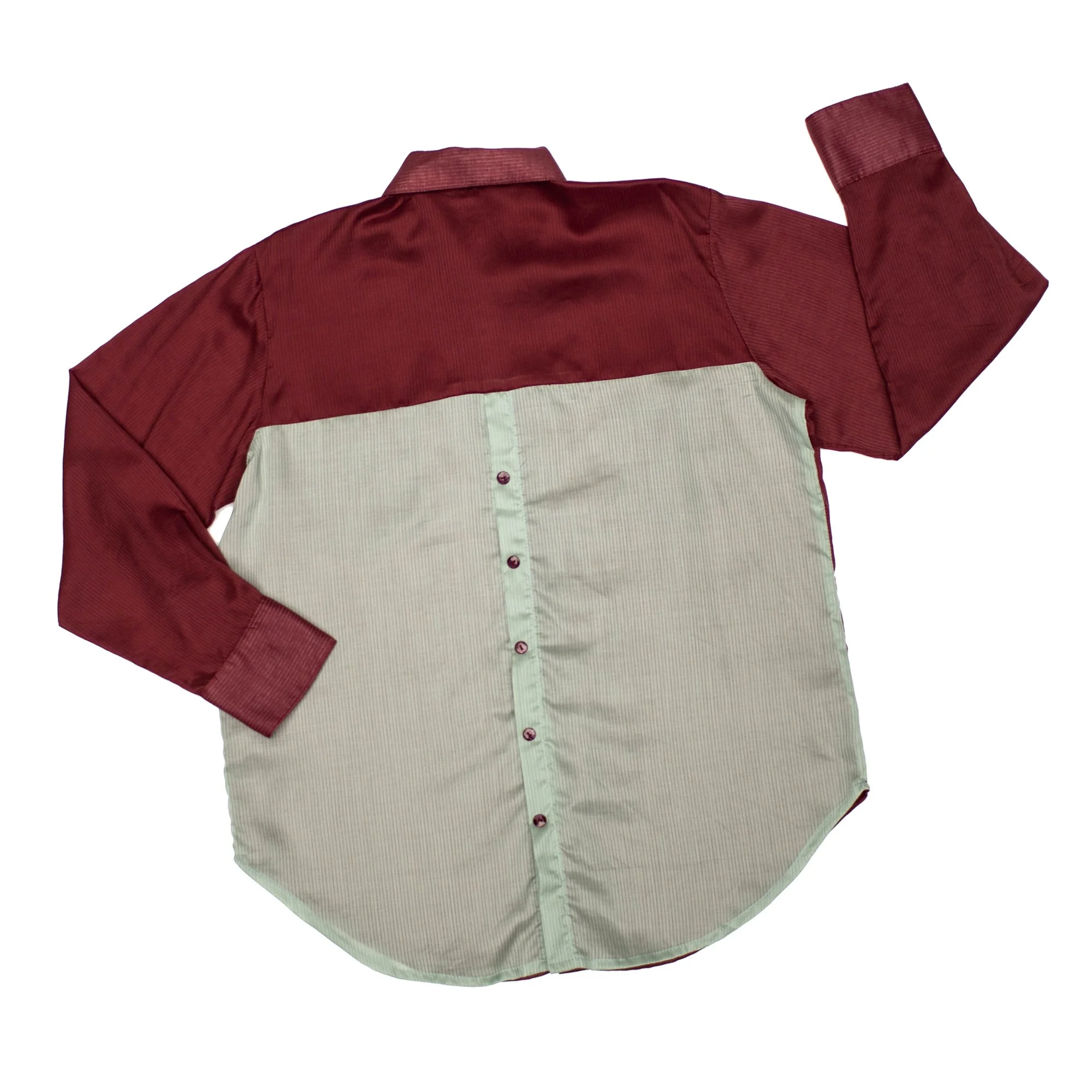 Panel Button Shirt (Bordeaux, Sea Blue)