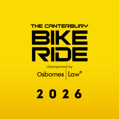 Yellow background with black text reading 'The Canterbury Bike Ride 2026'.