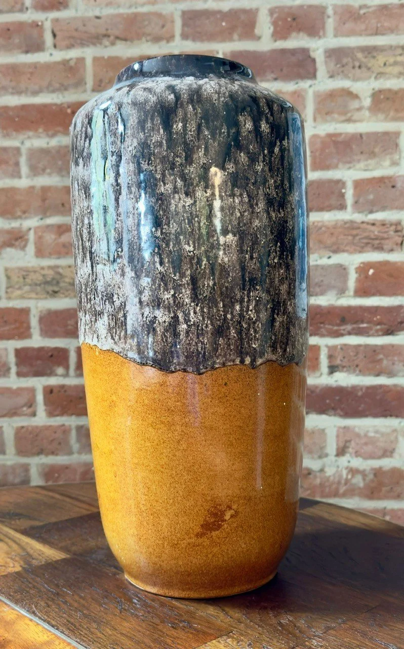 Vintage West German Mid Century XXL floor vase with fat lava drip glaze