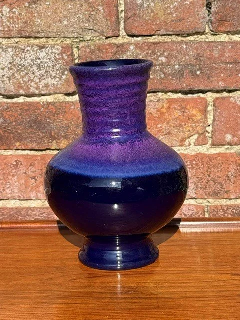 Vintage 1970s Marei Keramik Purple West German Vase Ribbed Detail Ref 7104
