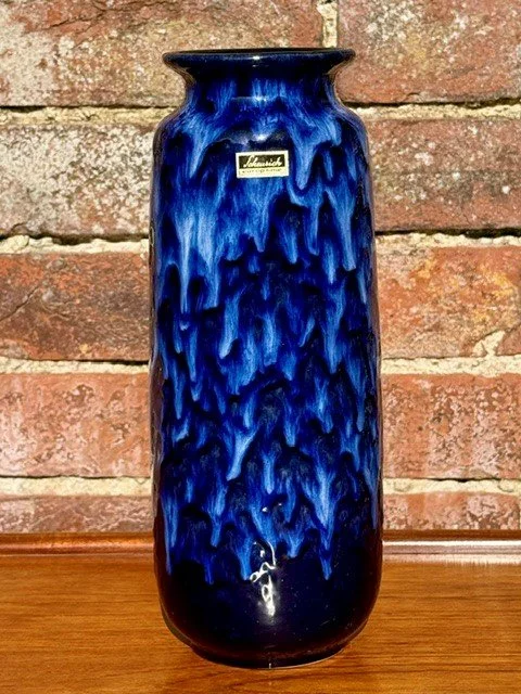 Scheurich vintage 206-27 vase with blue drop glaze