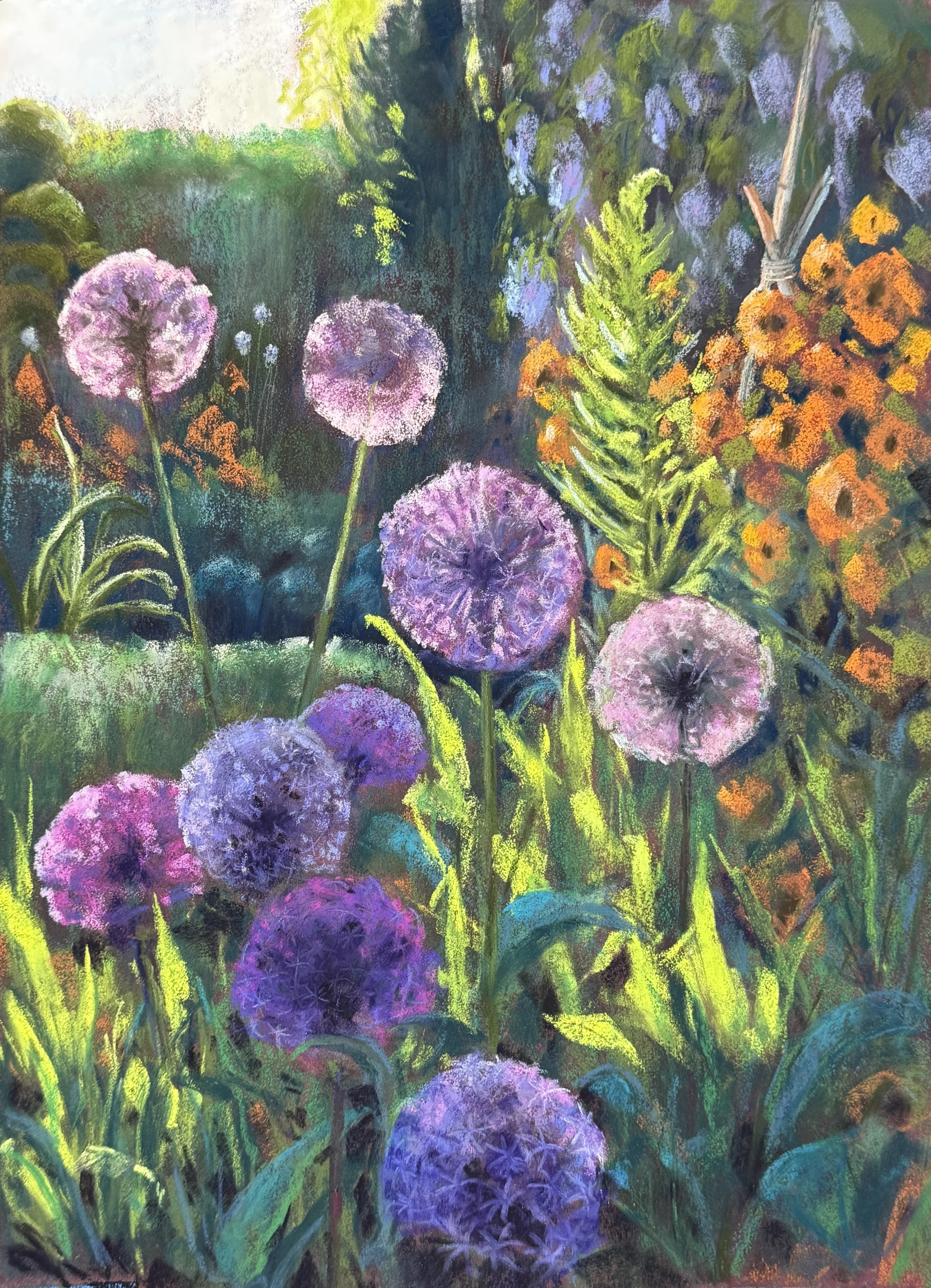 Alliums et Geums. 40x30cm Disponible €300