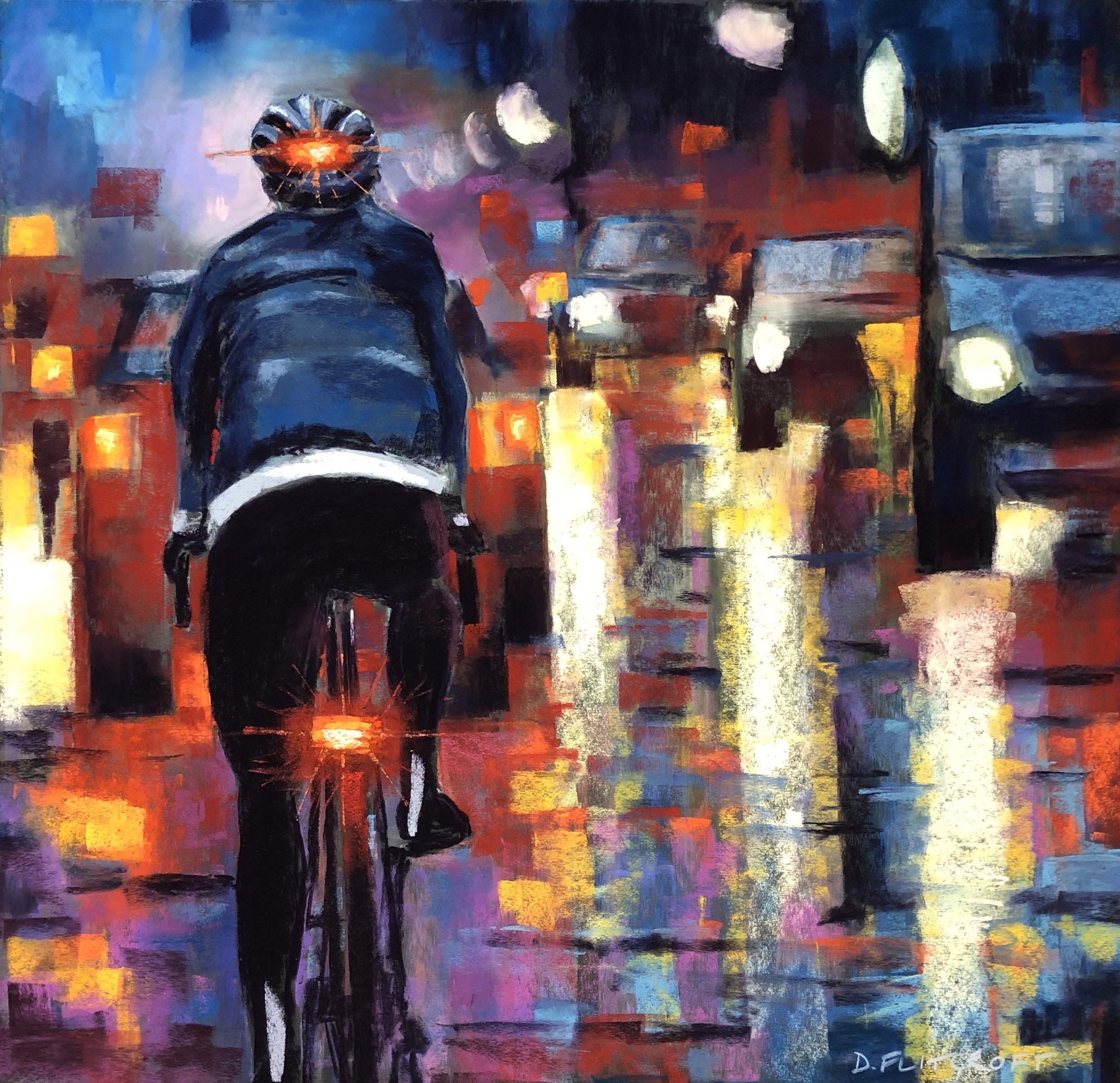 Night lights on urban commute. Soft pastel on UART 400. 50x50cm. Original for sale £650 (contact me to buy). Limited edition prints available £120. Click to buy now.