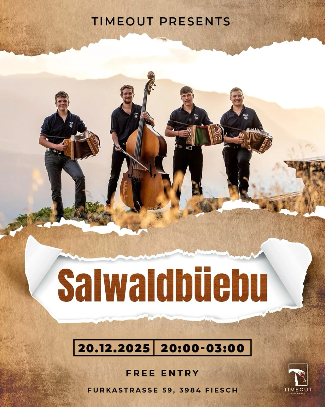 🗓️20.12.2025
@salwaldbuebe 
🕰️ 20:00
🚪Free Entry

#timeout#salwaldb&uuml;ebe#fiesch#timeoutfiesch#aletscharena#aletscharena_ch