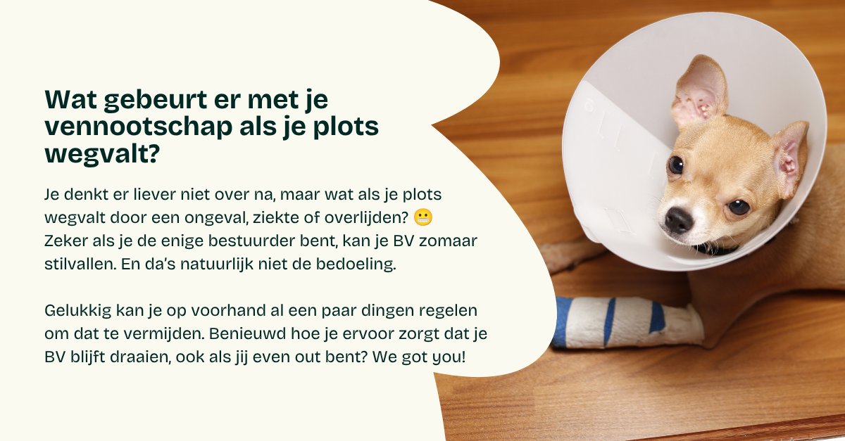 Wat gebeurt er met je vennootschap als je plots wegvalt?