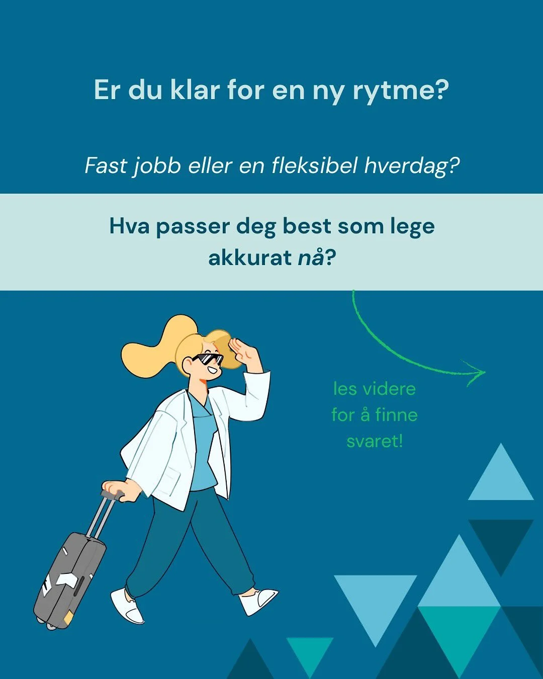 Hva ville du gjort hvis du hadde mer tid og frihet i hverdagen?

Fast jobb gir trygghet, men ogs&aring; rutiner som kan t&aelig;re p&aring;. 💼
Som legevikar hos Nordvik f&aring;r du friheten til &aring; velge n&aring;r, hvor og hvordan du jobber. 🌍