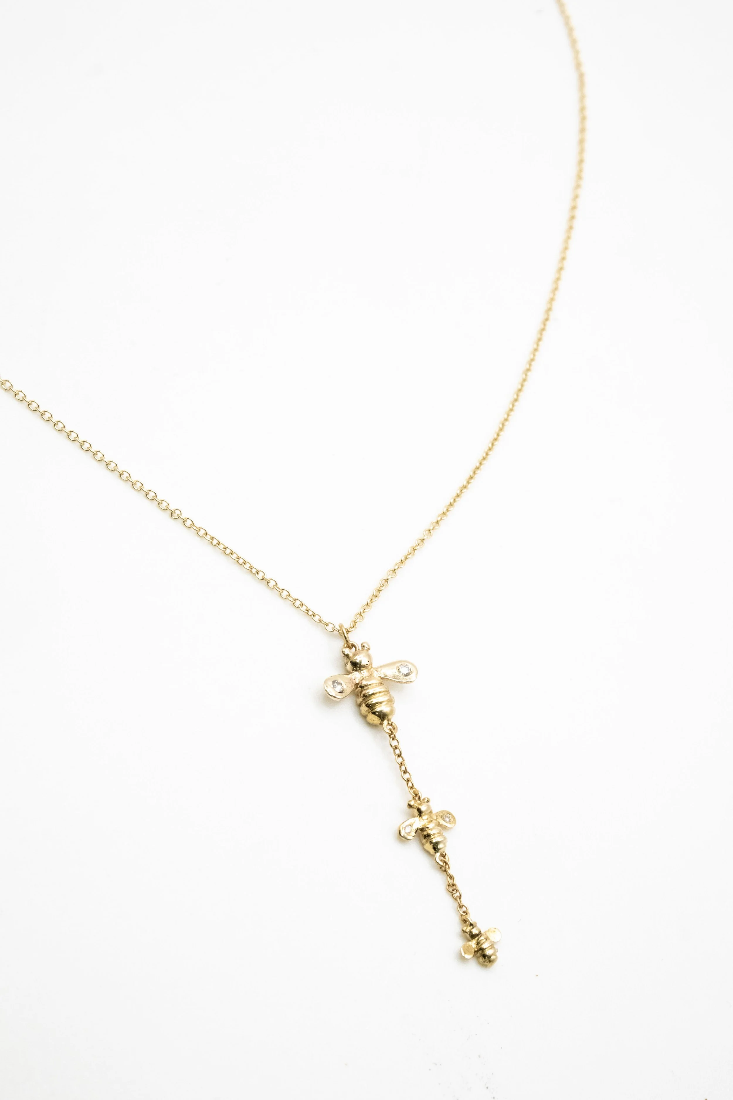 Busy Bee Bouquet: Gold & Diamond Bee Necklace