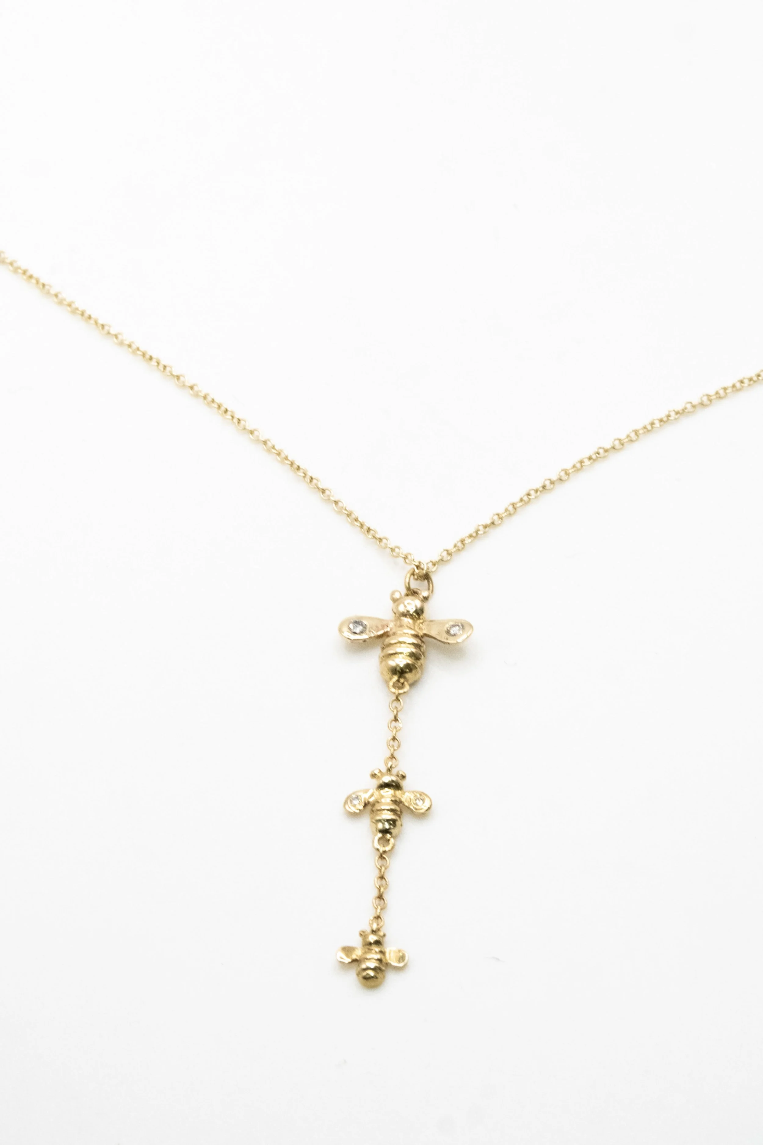 Busy Bee Bouquet: Gold & Diamond Bee Necklace