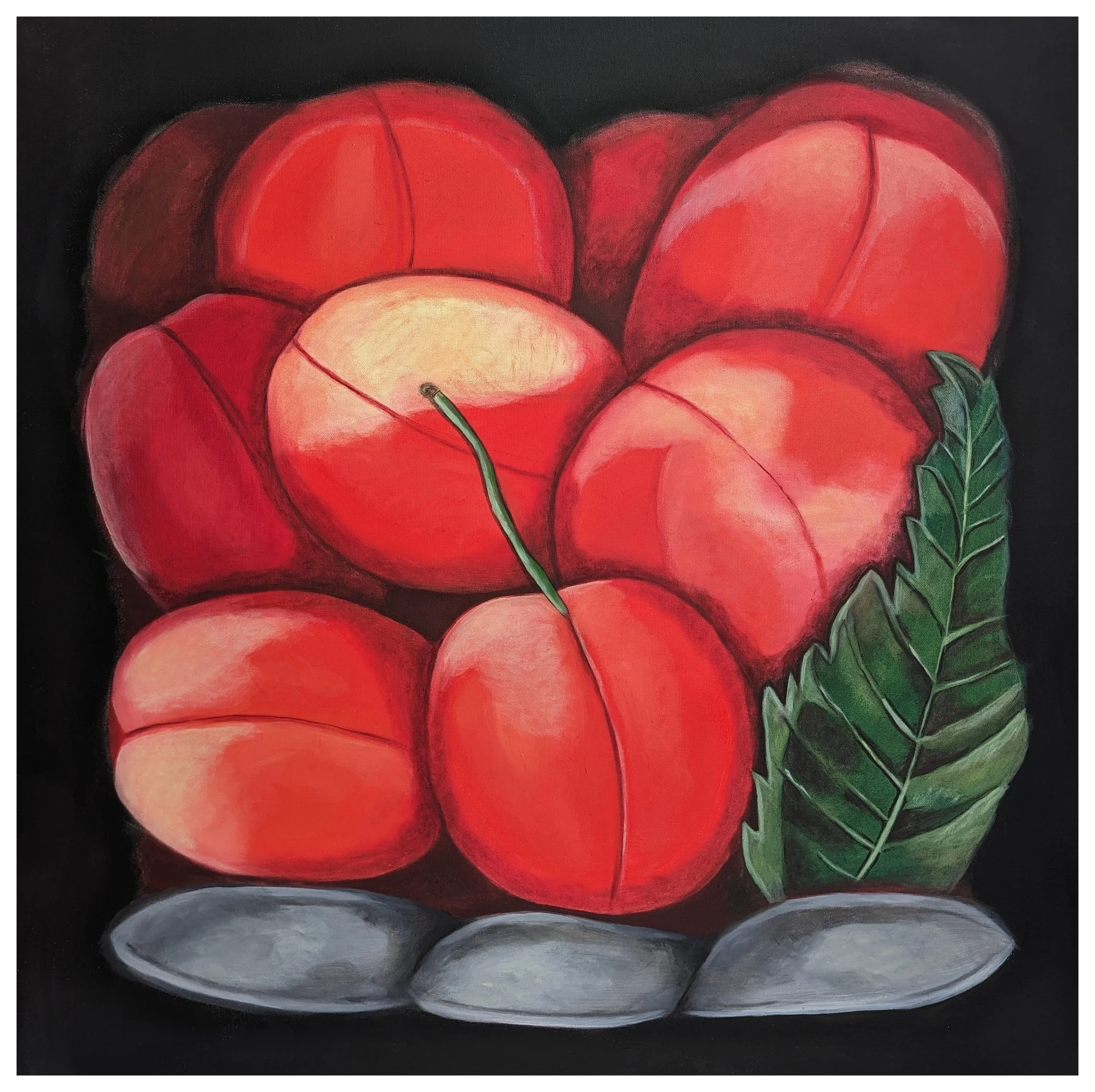 Emna Daoud, Peaux et terre #290823, 2023, Huile sur toile, 60 x 60 cm