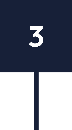 Ein schwarzes Reckteck mit einer weißen Nummer '3' und einem schwarzen Linie.