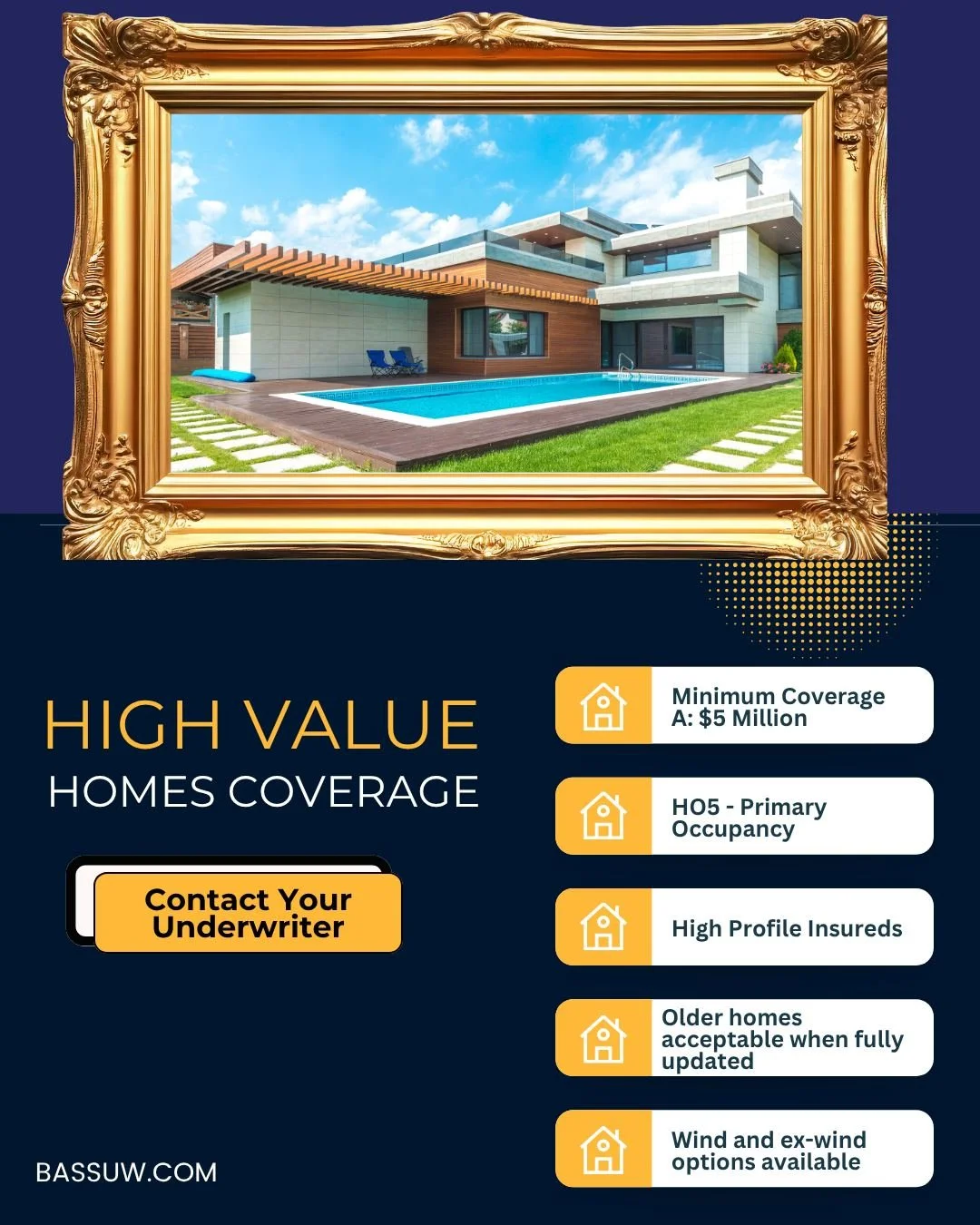 Protect what matters most &mdash; with coverage designed for luxury living. 🏡✨

Our High Value Homes Program provides specialized protection for primary residences and high-profile insureds, with flexible options for wind and ex-wind exposures.

Bec