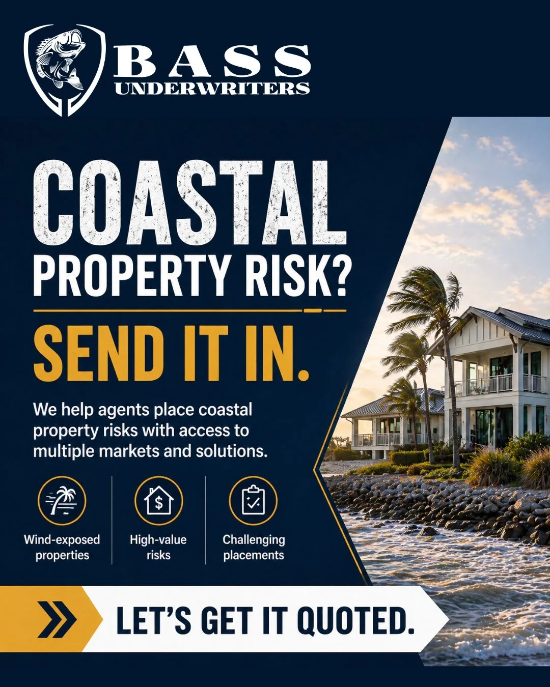 Have a coastal property risk?

We help agents navigate wind exposure, high-value properties, and more complex placements with access to multiple markets.

Send it in , we&rsquo;ll help you find a solution.