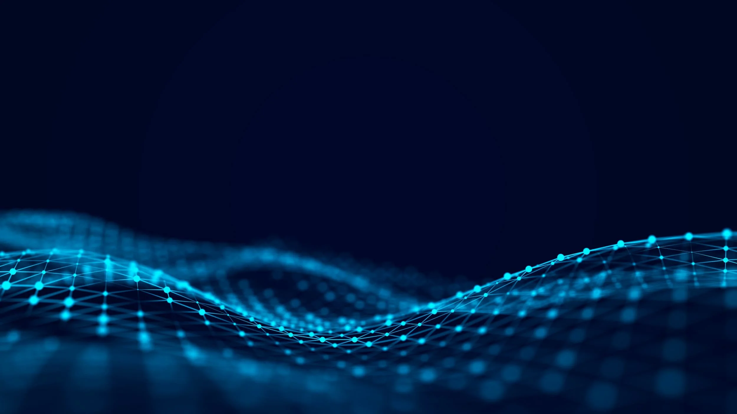 Digitale Netzwerkwellen in Blau auf dunklem Hintergrund