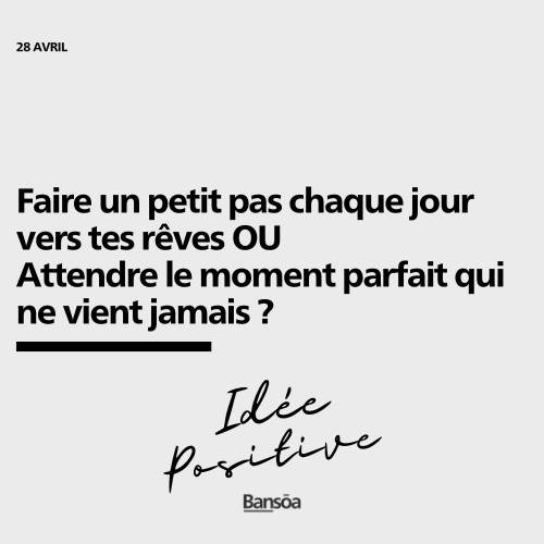 Et bonne journée !
Faire un petit pas chaque jour vers tes rêves
OU
Attendre le moment parfait qui ne vient jamais ?
#accompagnement #coaching #préparationmentale #santémentale #penséepositive