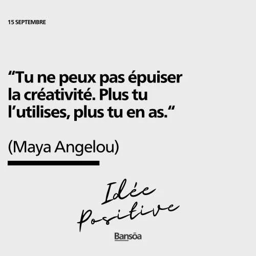 Et bonne journée !
“Tu ne peux pas épuiser la créativité. Plus tu l’utilises, plus tu en as.“
(Maya Angelou)
#accompagnement #coaching #préparationmentale #santémentale #penséepositive
