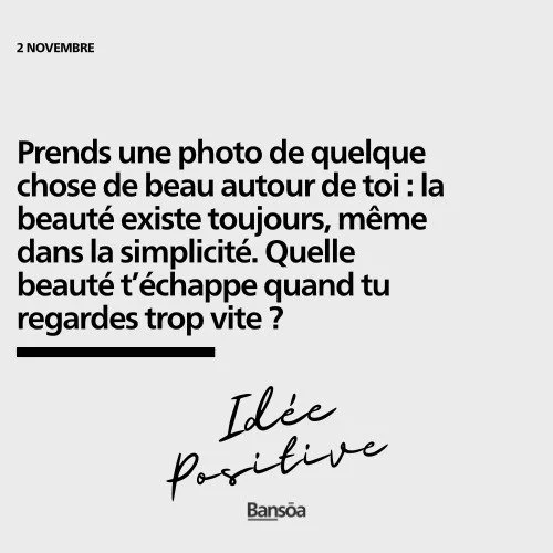 Et bonne journ&eacute;e !

Prends une photo de quelque chose de beau autour de toi : la beaut&eacute; existe toujours, m&ecirc;me dans la simplicit&eacute;. Quelle beaut&eacute; t&rsquo;&eacute;chappe quand tu regardes trop vite ?

#accompagnement #c