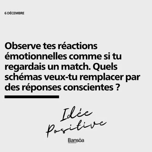 Et bonne journ&eacute;e !

Observe tes r&eacute;actions &eacute;motionnelles comme si tu regardais un match. 
Quels sch&eacute;mas veux-tu remplacer par des r&eacute;ponses conscientes ?

#accompagnement #coaching #pr&eacute;parationmentale #sant&eac