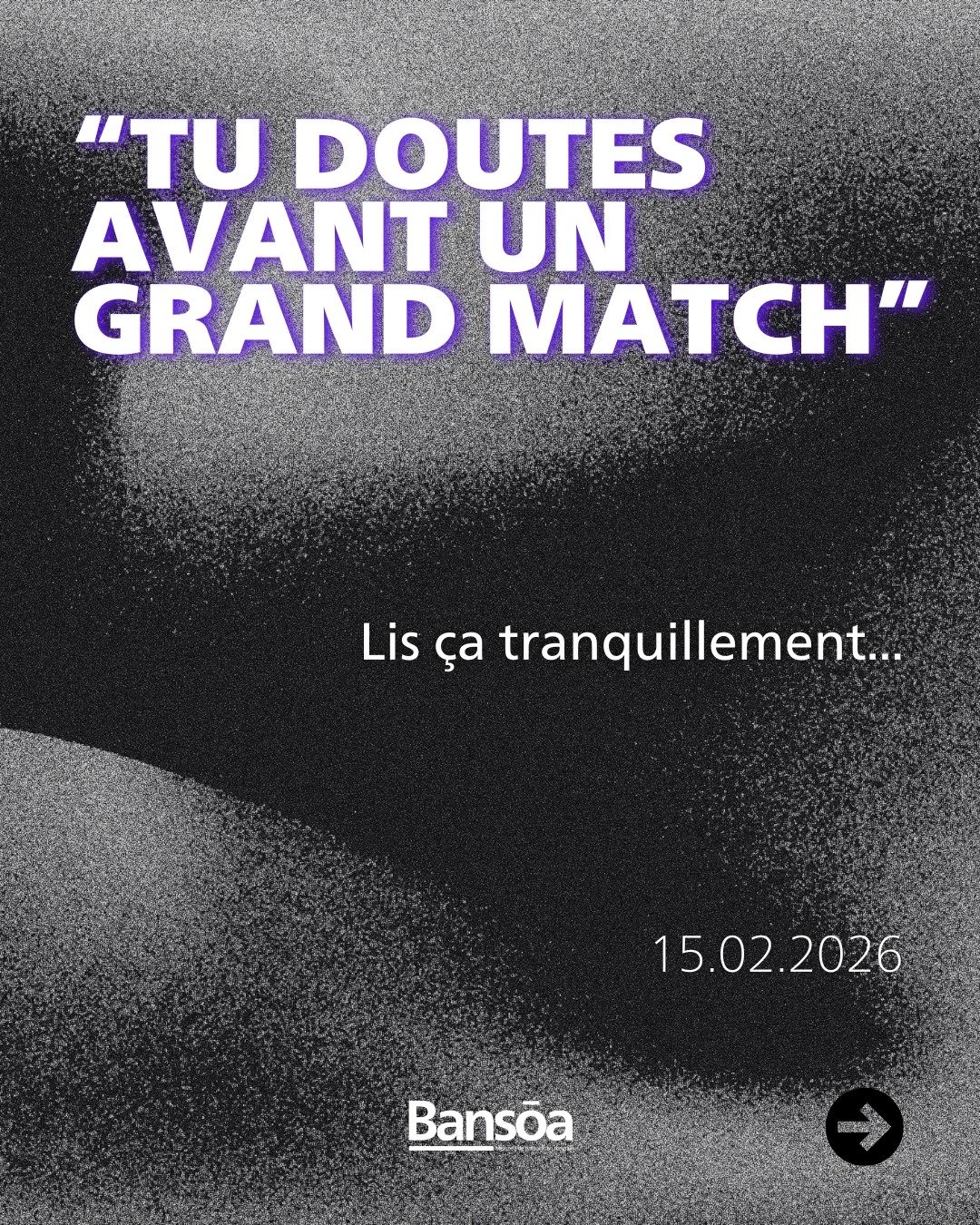 &ldquo;Tu doutes avant un grand match&rdquo;

L&rsquo;enjeu grandit.
L&rsquo;intensit&eacute; monte.

Aujourd&rsquo;hui, pr&eacute;pare-toi avec tes routines.
Elles rassurent ton mental.

La pr&eacute;paration nourrit la confiance.

#football #footba