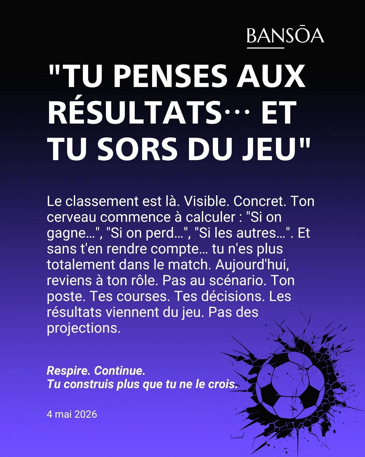 &ldquo;Tu penses aux r&eacute;sultats&hellip; et tu sors du jeu&rdquo;

Le classement est l&agrave;.

Visible.

Concret.

Ton cerveau commence &agrave; calculer :

&ldquo;Si on gagne&hellip;&rdquo;
&ldquo;Si on perd&hellip;&rdquo;
&ldquo;Si les autre