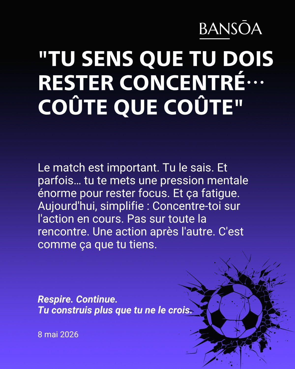 &ldquo;Tu sens que tu dois rester concentr&eacute;&hellip; co&ucirc;te que co&ucirc;te&rdquo;

Le match est important.

Tu le sais.

Et parfois&hellip; tu te mets une pression mentale &eacute;norme pour rester focus.

Et &ccedil;a fatigue.

Aujourd&r