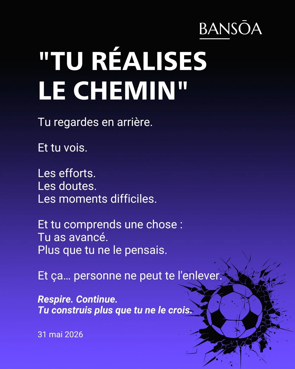 &ldquo;Tu r&eacute;alises le chemin&rdquo;

Tu regardes en arri&egrave;re.

Et tu vois.

Les efforts.
Les doutes.
Les moments difficiles.

Et tu comprends une chose :

Tu as avanc&eacute;.

Plus que tu ne le pensais.

Et &ccedil;a&hellip; personne ne