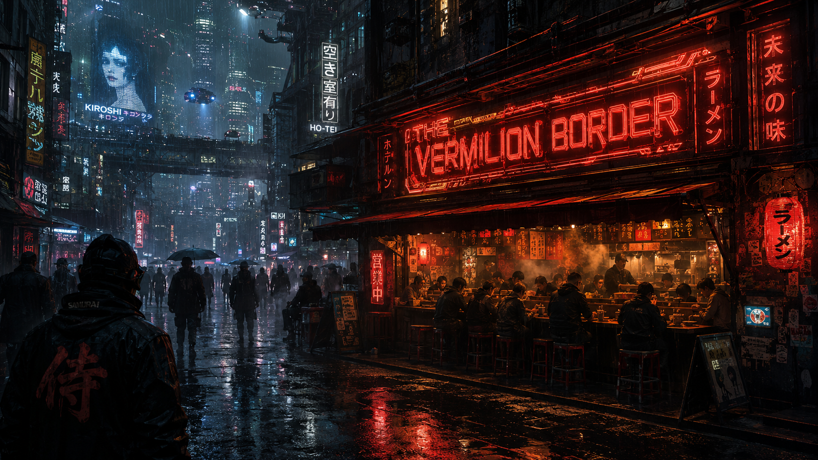 THE VERMILION BORDER'S RAMEN SHOP WALLPAPER