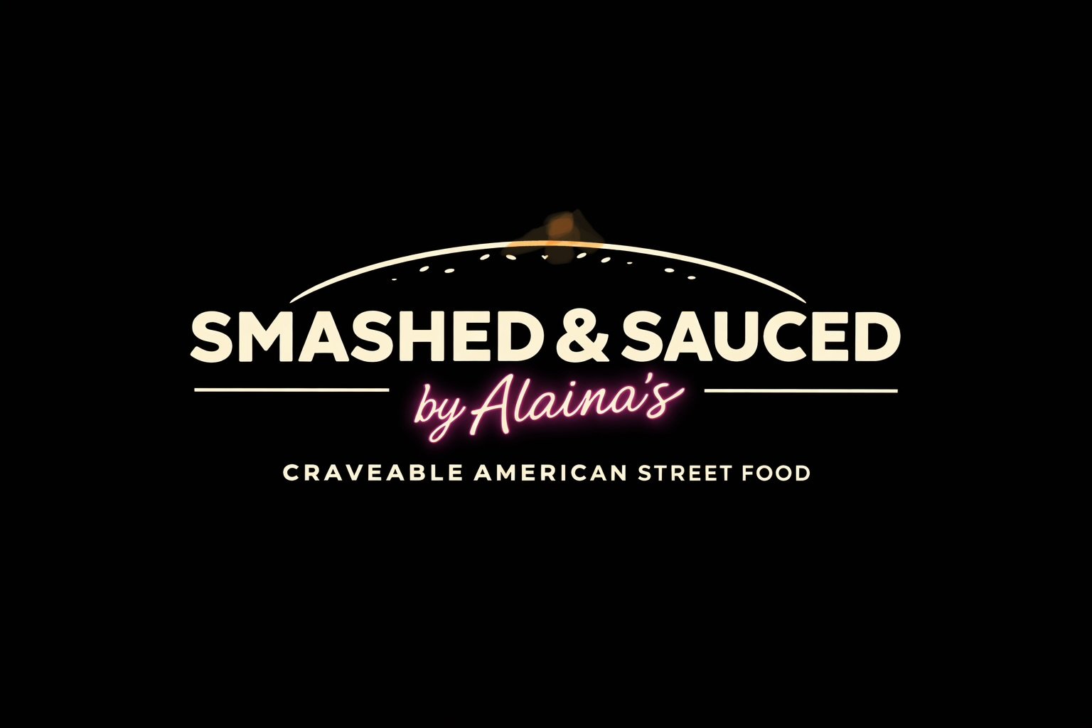 Logo for Smashed & Sauced by Alaina's, a street food brand serving American cuisine.