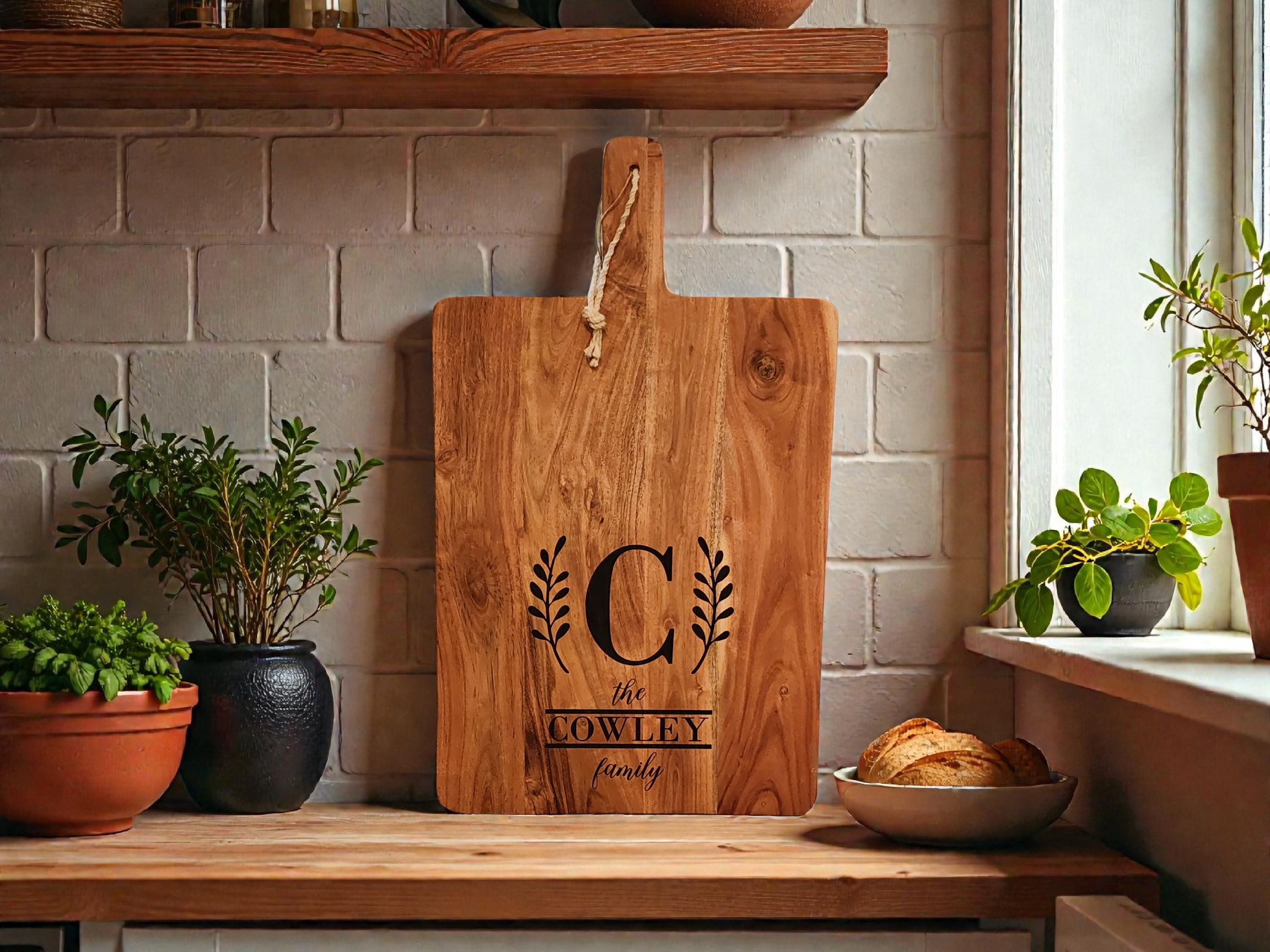 18.75 x 22.5" Large Acacia Cutting Board with Handle