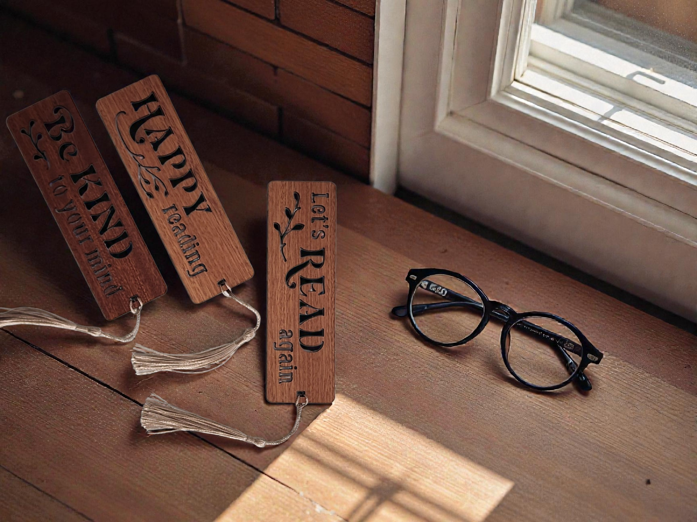 Premium "Book Lingo" Mahogany Wooden Bookmarks