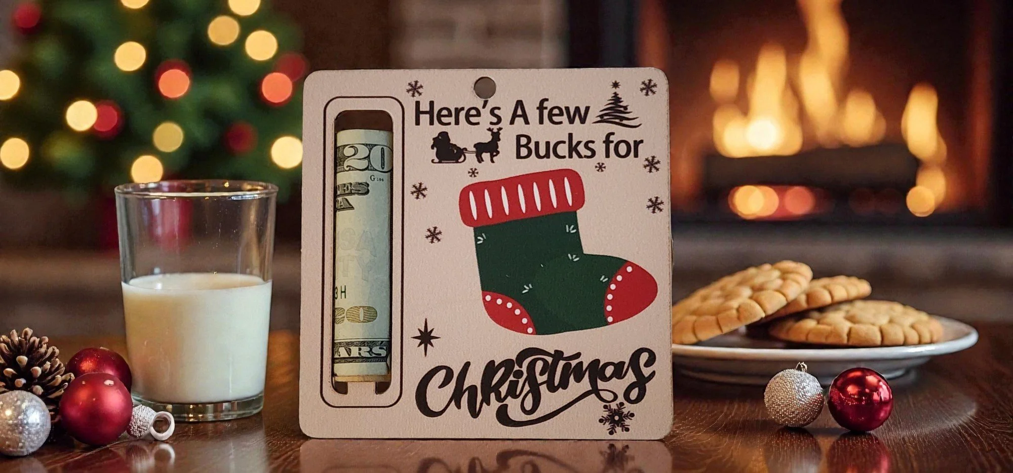 Festive Christmas Wooden Money Holders