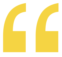 A pair of large yellow quotation marks on a black background.