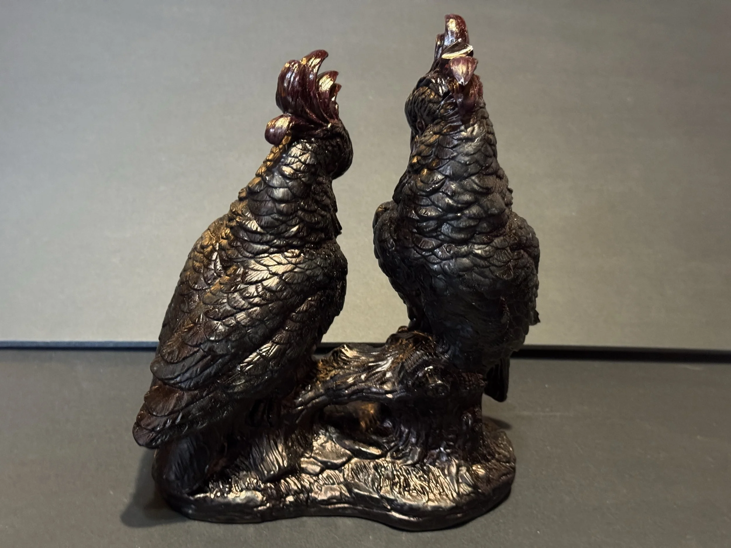 9" black porcelain cockatoos