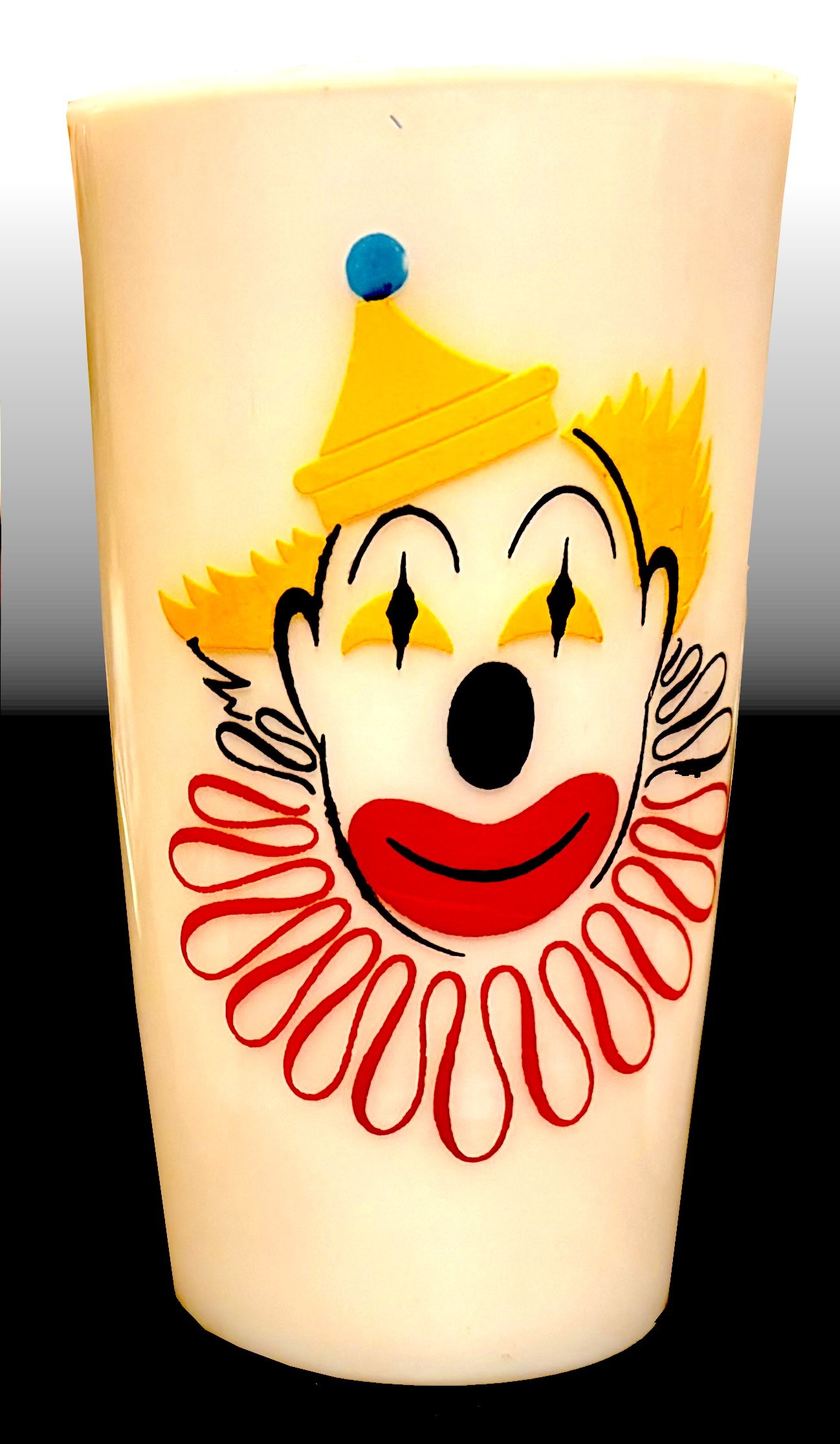 Hazel-Atlas milk glass clown glasses