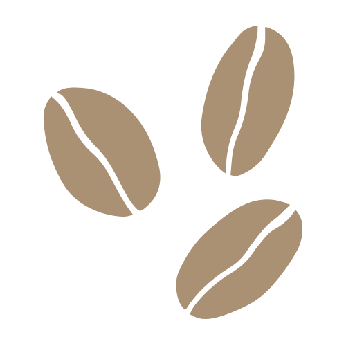 Three coffee beans on a black background.