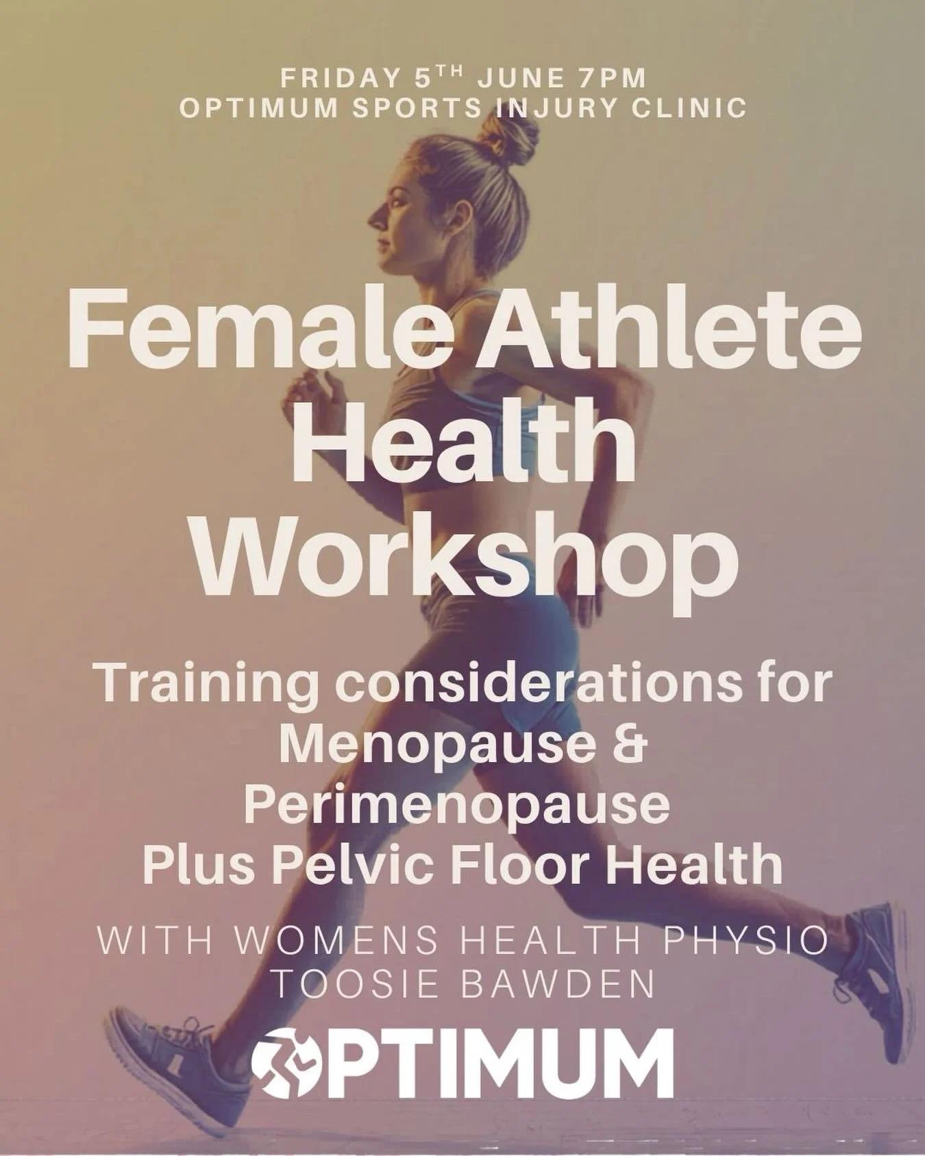 The next Female Athlete Health Workshop will be on 5th June and will cover training considerations for the menopause &amp; perimenopause plus pelvic floor health. Booking is now live in the bio or via www.optimumclinic.co.uk