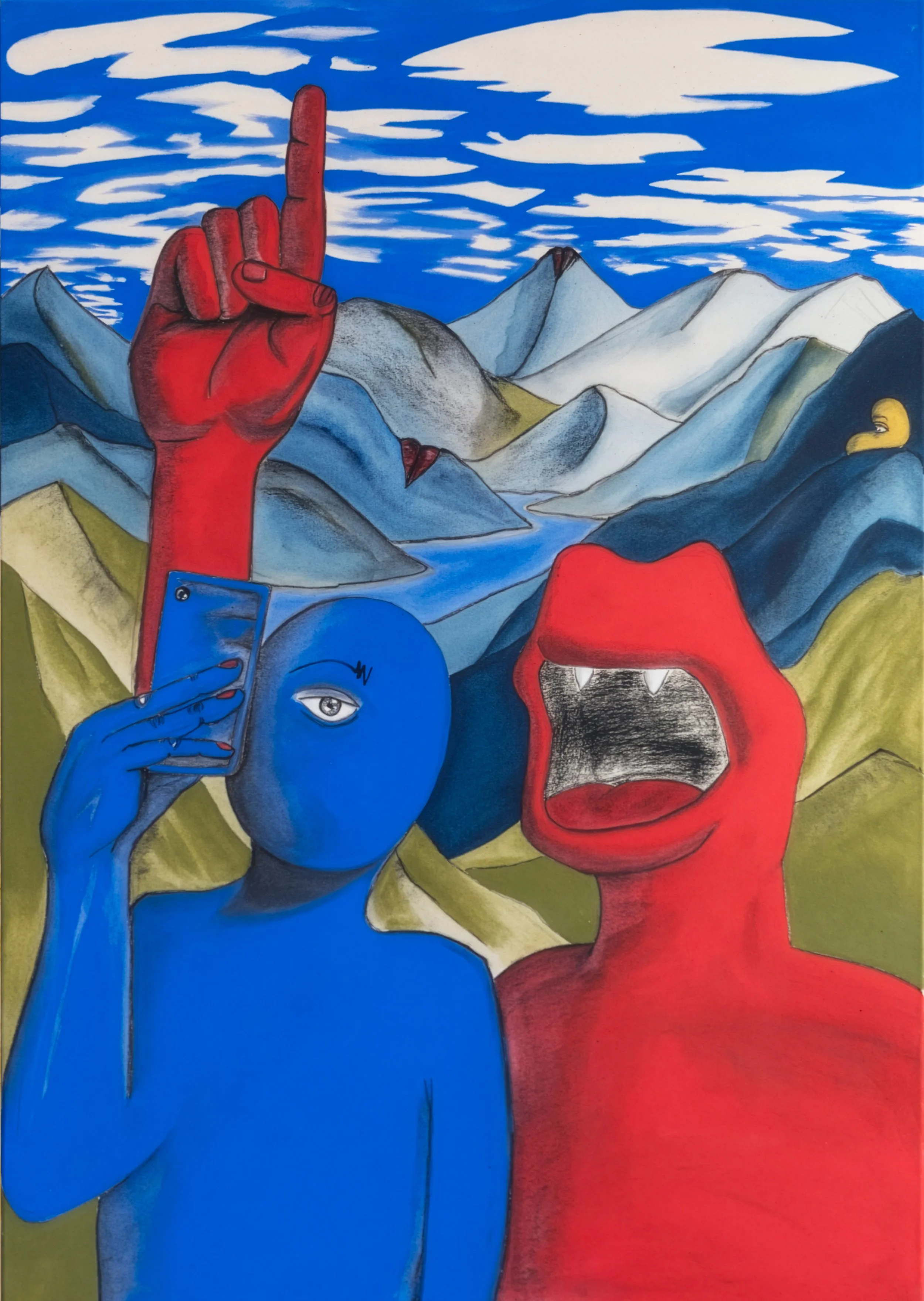  Die Wanderung  
1,00 x 0,70 m  
Tusche, Acryl und Kohle 
auf Leinwand 
 